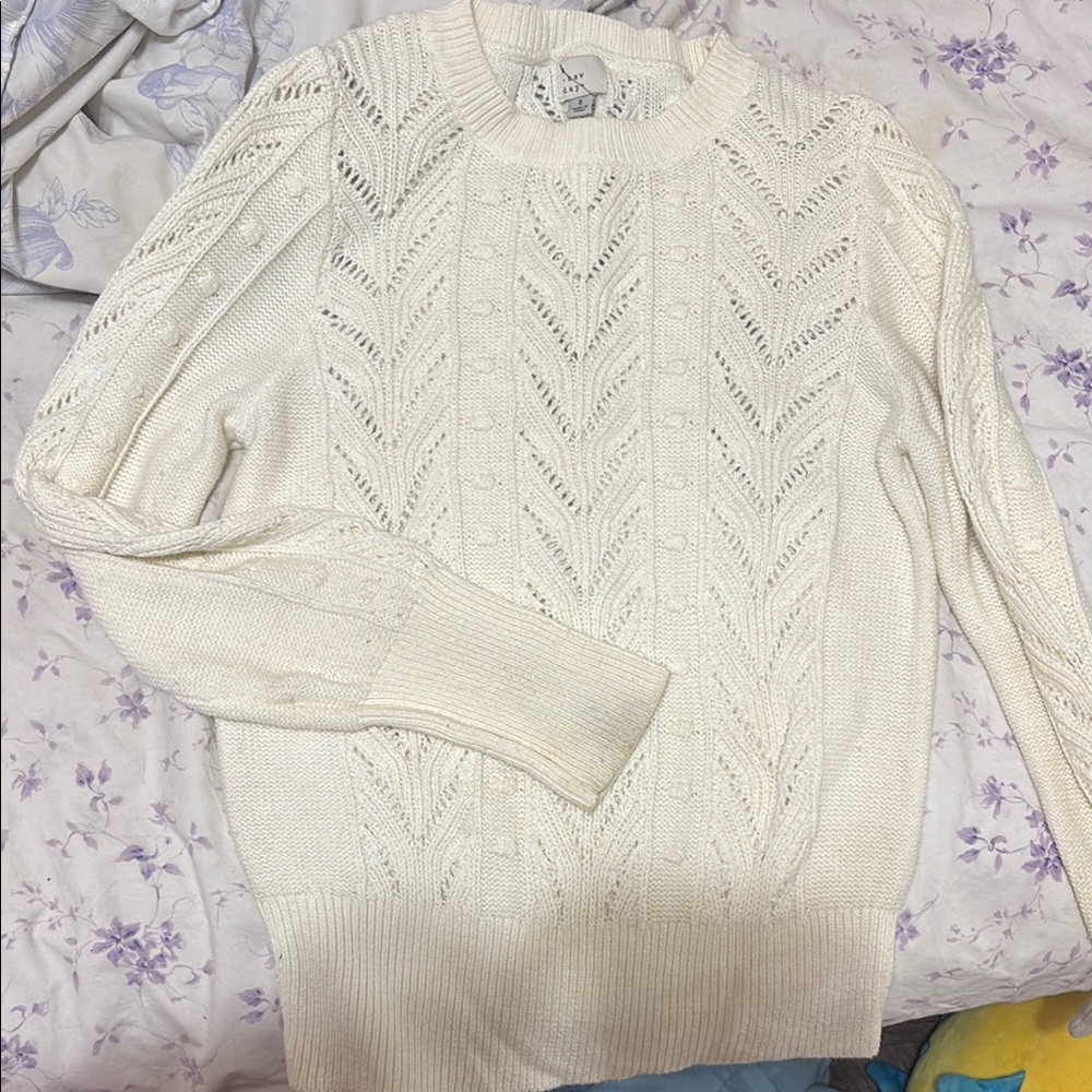 a new day Cream Cable Knit Crew Neck Sweater